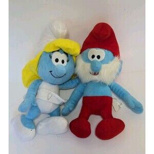 The Smurfs Plush Toy Lot Nanco 2010 Smurfette Papa Smurf Licensed Collectible